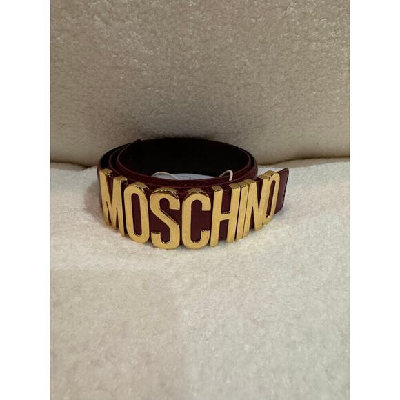 MOSCHINO Logo Calfskin Magenta Violet Belt main image 7